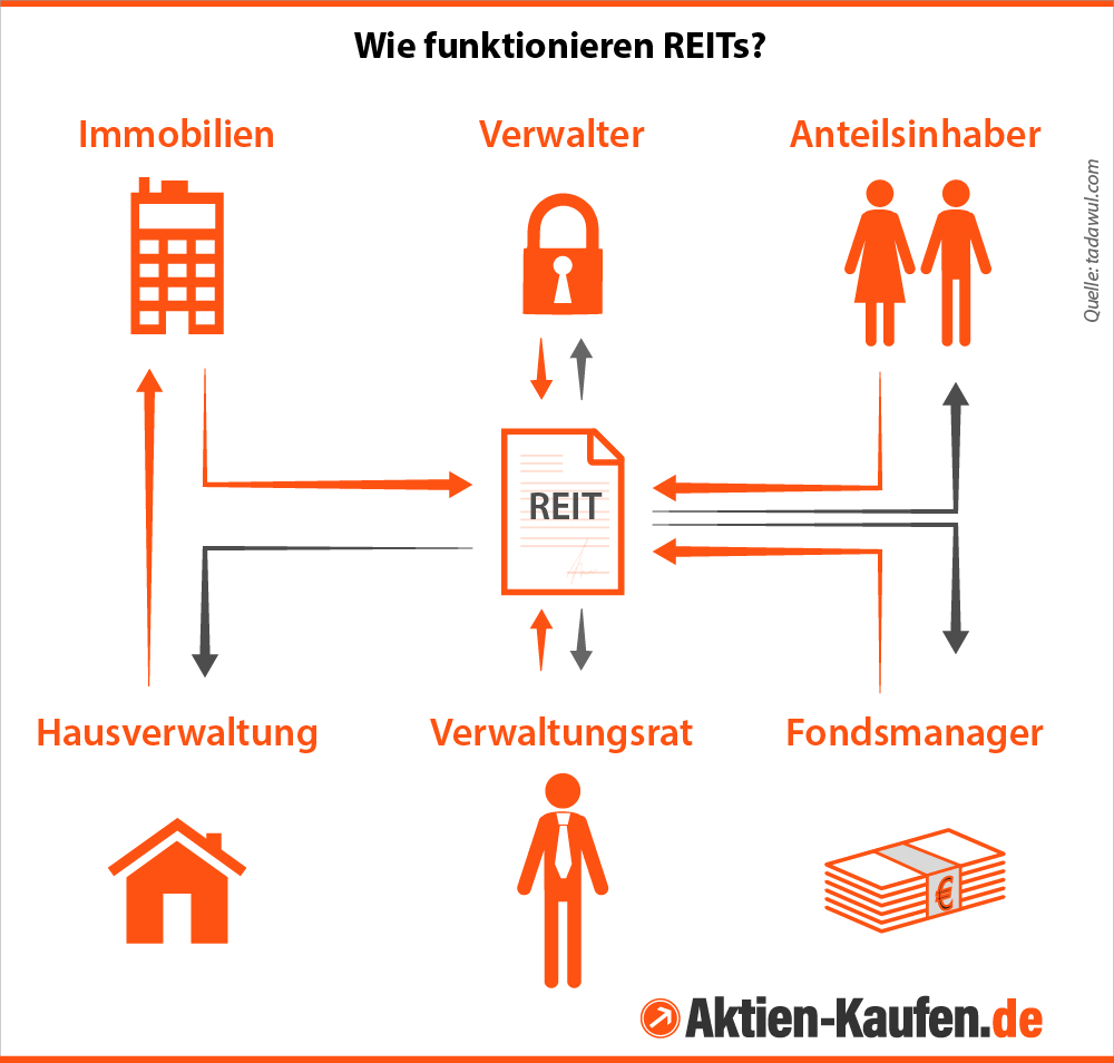 Infografik zur Funktionsweise von REITs